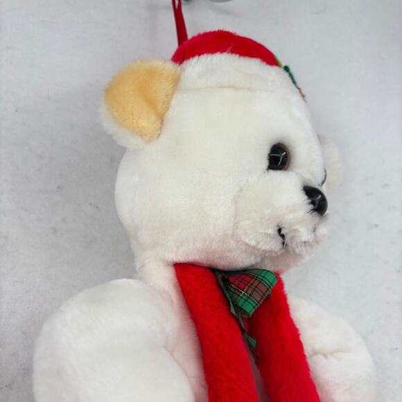 Santas Best Stocking Bear Plush Pockets Card Holder Red Suit Hat Vintage Hanging - Picture 4 of 11